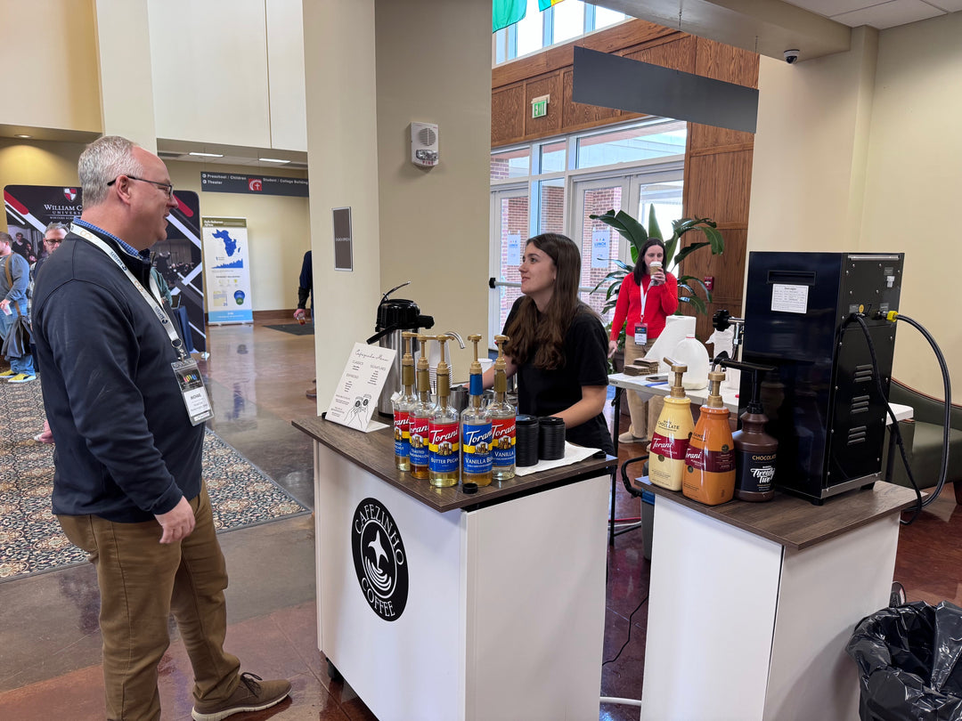 Cafezinho coffee cart at a convention